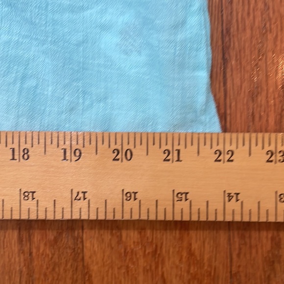 Woman’s top Size XL Button Down Lace Eyelet Ruffle Sleeve Romantic Guazy Aqua Bl - Picture 9 of 12